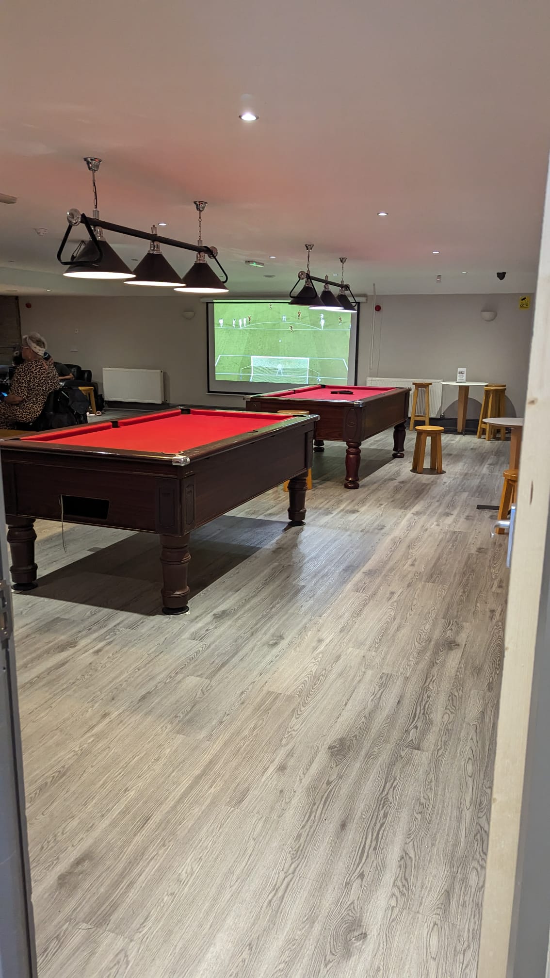 Pool tables and sports screen